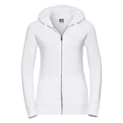White womens sweatshirt with hood and zipper Authentic Russell