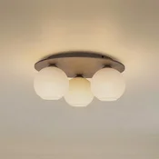 TK Lighting Stropna svetilka Virlo, 3-žarnica, opalno steklo, les, O 42 cm - Dnevna soba/jedilnica - bel, svetlo les, bež