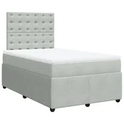 Vidaxl Box spring postelja z vzmetnico svetlo siva 120x190 cm žamet
