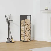 vidaXL Stojalo za drva črno 25x25x80 cm Hladno valjano jeklo