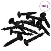 Vidaxl Žebelj s samočrtnim navojem 9000 szt. Črna Jeklo