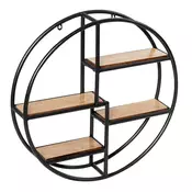 COSTWAY Okrogla stenska polica Viseča polica s 4 policami 55x55x11cm okrogla knjižna polica črna, (5000219268)
