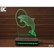 Black Cut 3D Lampa Delfin, Zelena