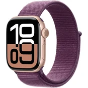Apple Watch Series 10 [GPS 46mm case] Smartwatch with Rose Gold Aluminium Case with Plum Sport Loop. Fitness Tracker, ECG App, Always-On Retina Display, Carbon Neutral