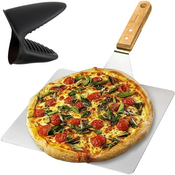 Jaki reket za pizzu od nehrdajuceg celika 47 cm drvena rucka + silikonska rukavica