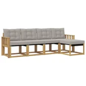 Set vanjskih sofa s jastukom 5 pcs Bijela i svjetlosiva