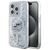 slomart Etui Karl Lagerfeld Liquid Glitter Karl & Choupette Head Magsafe za iPhone 15 Pro - prozorno