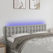 Vidaxl vidaXL Vzglavje postelje z LED svetlo sivo 144x5x78/88 cm blago