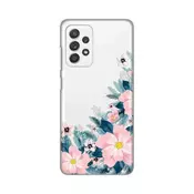 Ovitek Print za Samsung Galaxy A52 4G/A52 5G/A52s 5G My Print Cover, Skin Bright Flowers, roza in turkizna