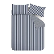 Temno modra podaljšana flanelna posteljnina za zakonsko posteljo 230x220 cm Stripe – Catherine Lansfield