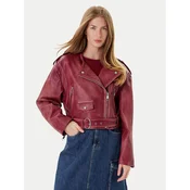 BOSS Usnjena jakna C_Sadora 50543026 Bordo rdeča Regular Fit