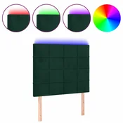 Vidaxl LED posteljno vzglavje temno zeleno 100x5x118/128 cm žamet