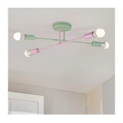 Stropni lestenec CAMBRIDGE 4xE27/15W/230V zelen/rožnat