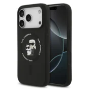 Originalen KARL LAGERFELD ovitek MagSafe iPhone 17 Pro - Karl and Choupette - črn - KLHMP17LSCMKCRHK