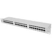 INTELLINET 24-portni ekranirani patch panel Cat6a FTP 1 U 90 stupnjeva s gornjim ulazom, blokovi za probijanje, sivi