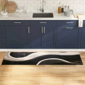 vidaXL Kuhinjska podloga Art deco Črna 180 x 60 cm Žamet