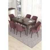 Hanah Home Set Trpezarijski sto i 6 stolica Eva, Prljavo roze