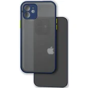 shumee OKVIR OVITKA Z ZAŠČITO ZA KAMERO ZA APPLE IPHONE 12 MAT TEMNO MODRA + STEKLO