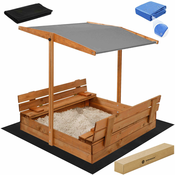 springos Lesen peskovnik s klopmi in streho 120 x 120 cm, (21835008)
