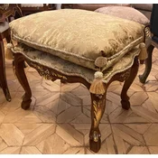PompA¶A¶s by Casa Padrino luxury baroque stool with cushion beige pattern/brown/gold - Pompous baroque stool designed by Harald GlA¶A¶ckler - Baroque furniture - Noble & Magnificent