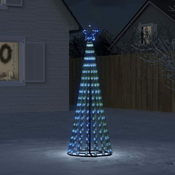 Greatstore Osvetljena novoletna jelka stožec 275 LED modra 180 cm