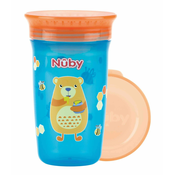 NUBY šalica koja ne tece 360° 300 ml, 6 m + plava/narancasta