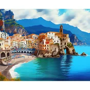 Barvanje po Številkah DIY Komplet Akrilne Barve Italijansko Mesto 40x60 cm, Slikarsko Platno za Odrasle in Mladostnike, Arteterapija, Sproščanje, Razvoj Roke