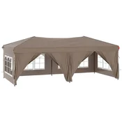 Vidaxl Zložljiv vrtni šotor s stranicami taupe 3x6 m