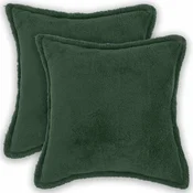 Vidaxl Prevleka za blazino 2 kos HOUTEN Temno zelena 30 x 30 cm Bouclé