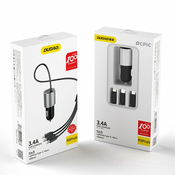 Avtopolnilec Dudao 3,4 A z vgrajenim USB kablom 3v1