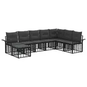 Set vanjskih sofa s jastukom 8 pcs Crna i tamno siva Poliester