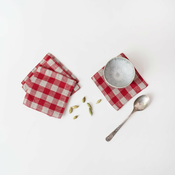 Rdeči tekstilni podstavki za kozarce v kompletu 4 ks Red Gingham – Linen Tales