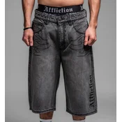 Moške jeans kratke hlače AFFLICTION - CROSSED IN CHAINS - washed sive - 110XW128-CH