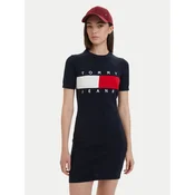 Tommy Jeans Vsakodnevna obleka Flag DW0DW22853 Mornarsko modra Slim Fit