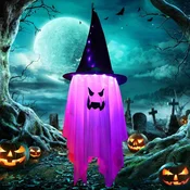 shumee Viseča dekoracija Sunshine Smile Halloween s čarovniškim klobukom z LED diodami