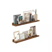 Songmics Set 3 kosov stenskih polic 10x60x5 cm rjave barve