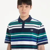Majica FRED PERRY Striped Relaxed Polo Shirt Deep Mint L
