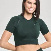 Ella Seamless Crop Top, Dark Olive - XS