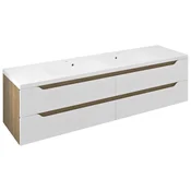 SAPHO WAVE Dvojna Umivalniška Omara 180cm Bela/Dub Cuneo