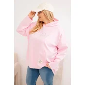 Pulover z vzorcem plus size z roza potiskom