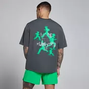 MP moška Velocity majica z grafiko iz bombažnega modala - temno siva/zelena - L