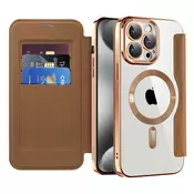 Etui SmartMag Book z Magsafe tehnologijo in RFID denarnico za iPhone 15 Pro Max - brown