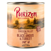 Varčno pakiranje Purizon 24 x 800 g - Govedina Black Angus & puran s sladkim krompirjem in brusnicami
