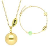 Set medaljona i narukvice za trudnice Bola - Gold Love