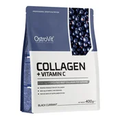 OstroVit Hidrolizirani goveji kolagen + Vitamin C, 400 g, okus Črni ribez