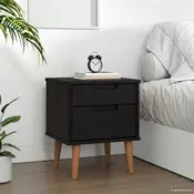 vidaXL Nočna omarica s predalom Črna 40 x 35 x 48 cm Masivna borovina