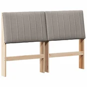 Vidaxl Tapecirano vzglavje Taupe 140 cm Masivno borovo les