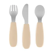 PETITE&MARS Komplet jedilnega pribora iz nerjavečega jekla s silikonskim ročajem 12 m+ Take&Match, Desert Sand