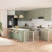 Ograda za pse z vrati zložljiva 12 panelov 960 cm topolovina