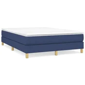 Vidaxl Posteljni okvir z vzmetmi moder 140x190 cm blago